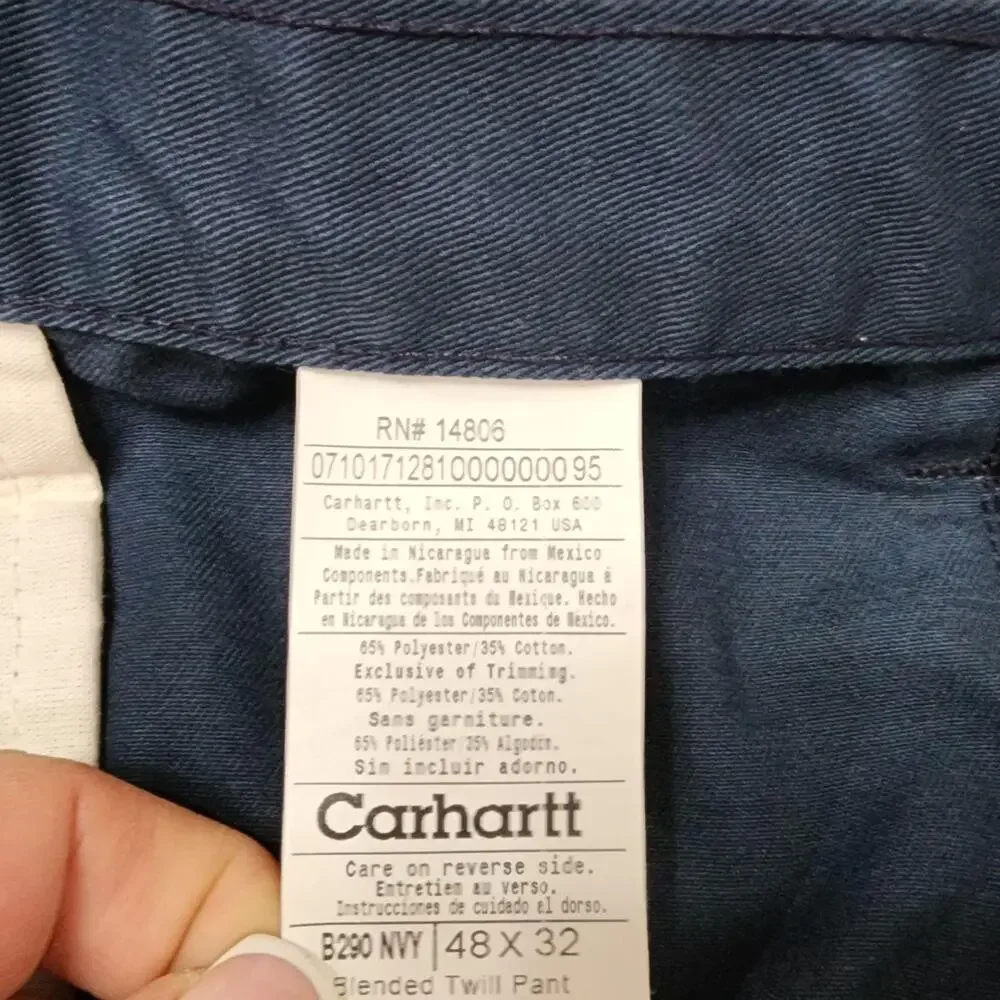 Carhartt Pants Mens 48x32 Blue Chino Relaxed Workwear Big Tall B260 Twill